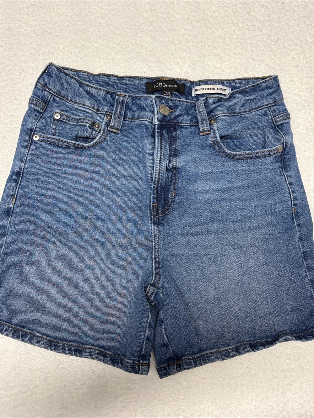 BCBGMaxAzria 7/28 Blue Boyfriend Denim Shorts
